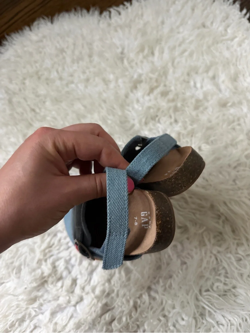 GAP Baby Blue Canvas Hook-and-Loop Embroidered Shoes